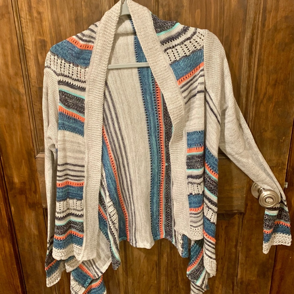 Eyeshadow Blue and Orange Cardigan Sweater